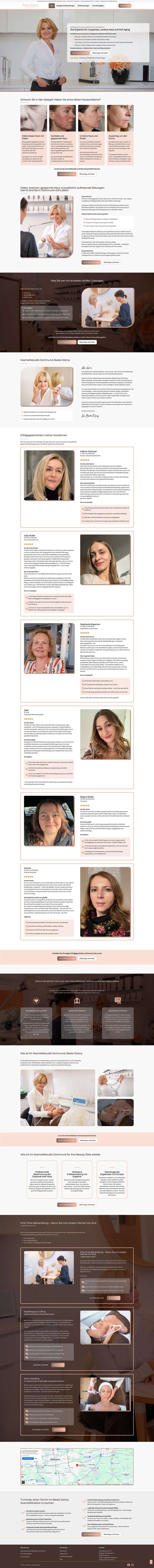 Website einer ästhetischen Praxis mit Ärztin und Bewertungen